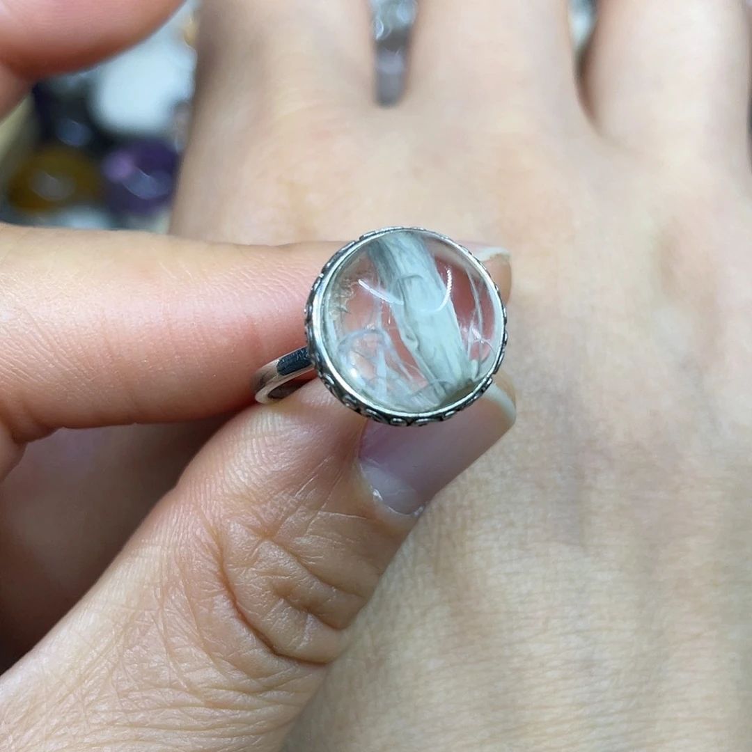 【闪购商品】银S925镶嵌珠宝半成品水晶戒指