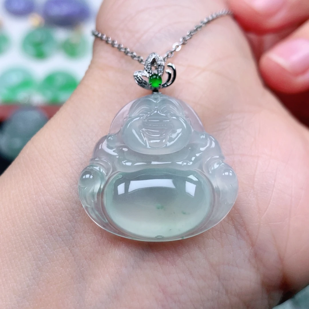 翡翠吊坠(不含链)18K金镶嵌