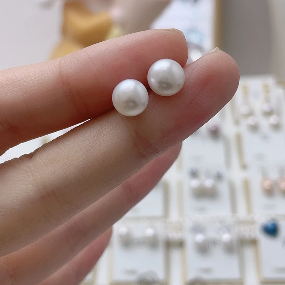 轨***迹耳饰银S925镶嵌淡水珍珠