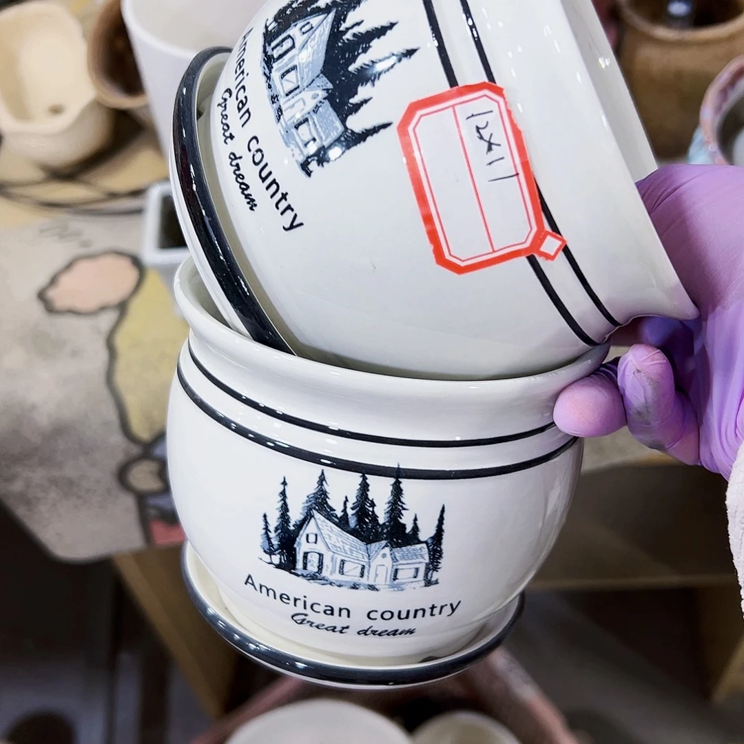 走孔，外贸尾单陶瓷花盆凑单10米包邮