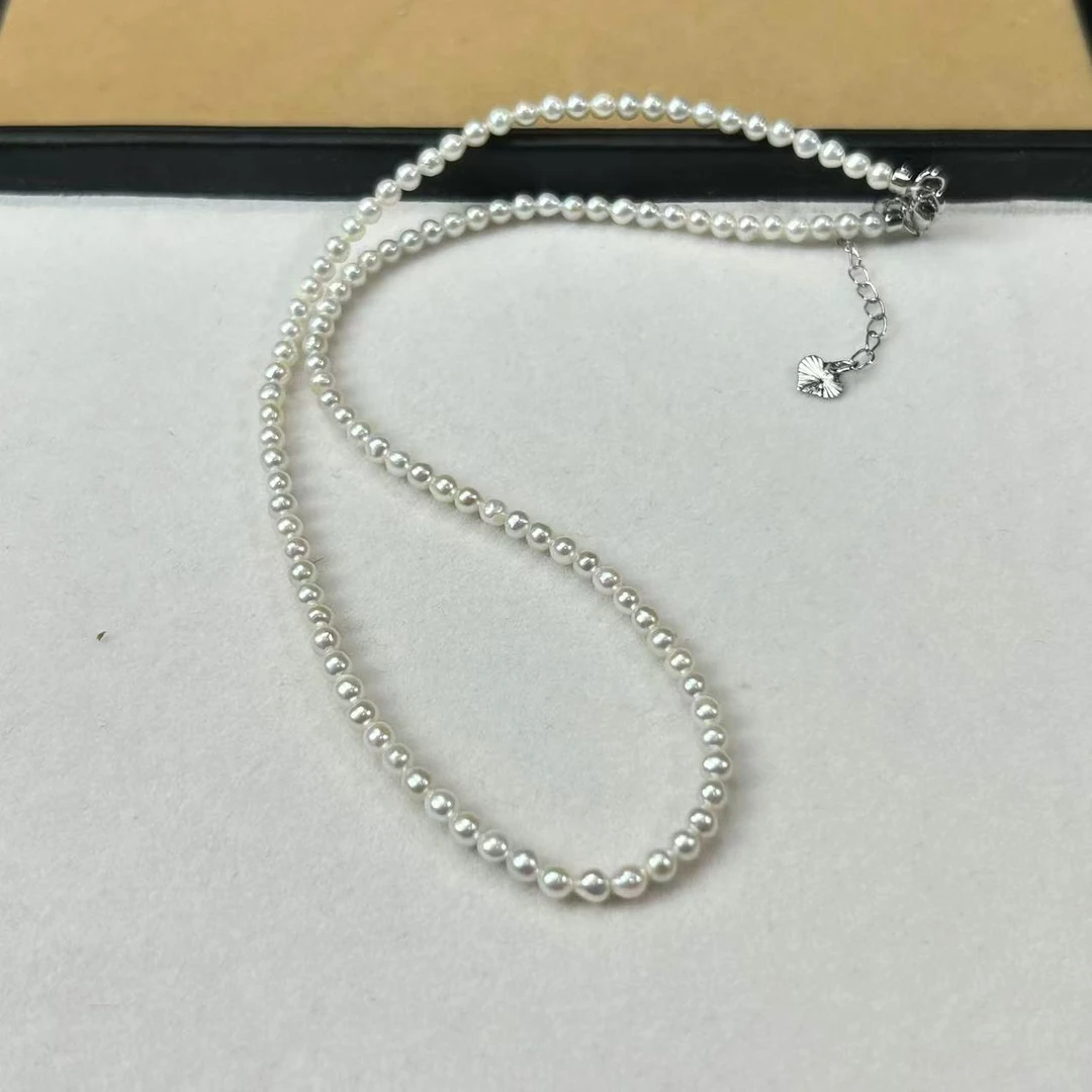 【睿泽赏宝】淡水有核珍珠小米珠项链多样性发一/有瑕 3-4mm V0116