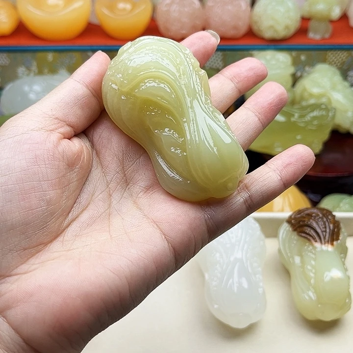 伏***尘石材白菜收吧摆件