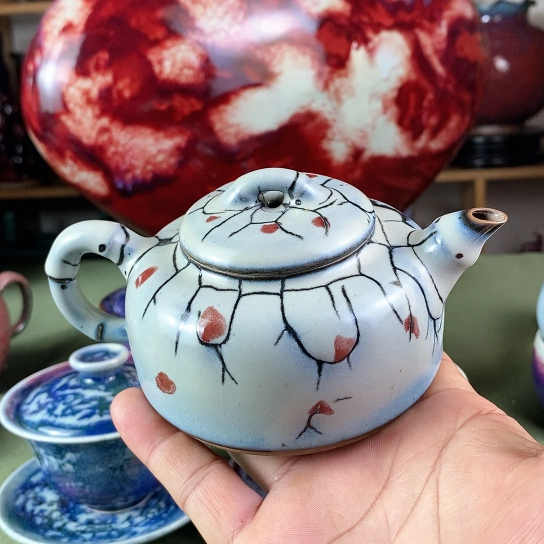 陶瓷竹节壶，踏雪寻梅