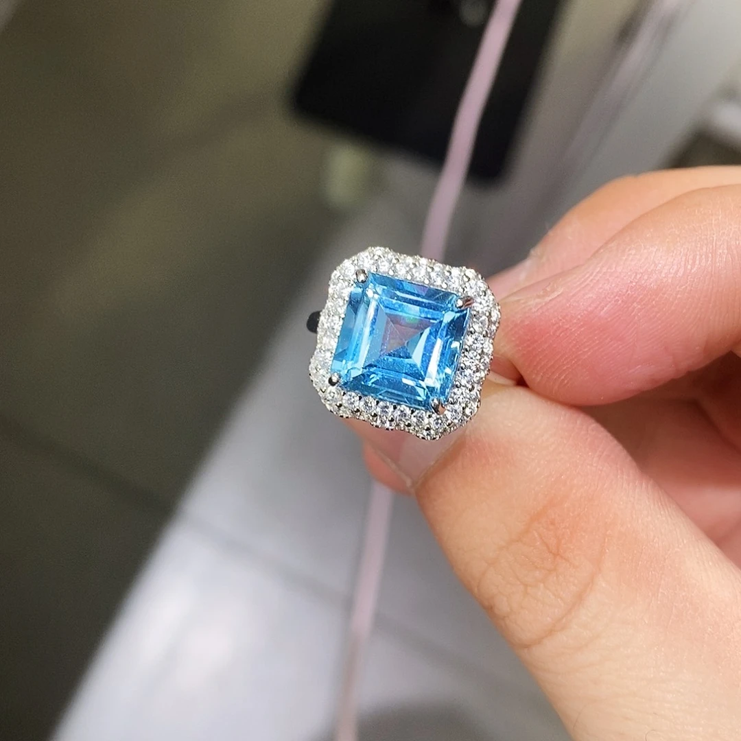 托帕石戒指银S925镶嵌