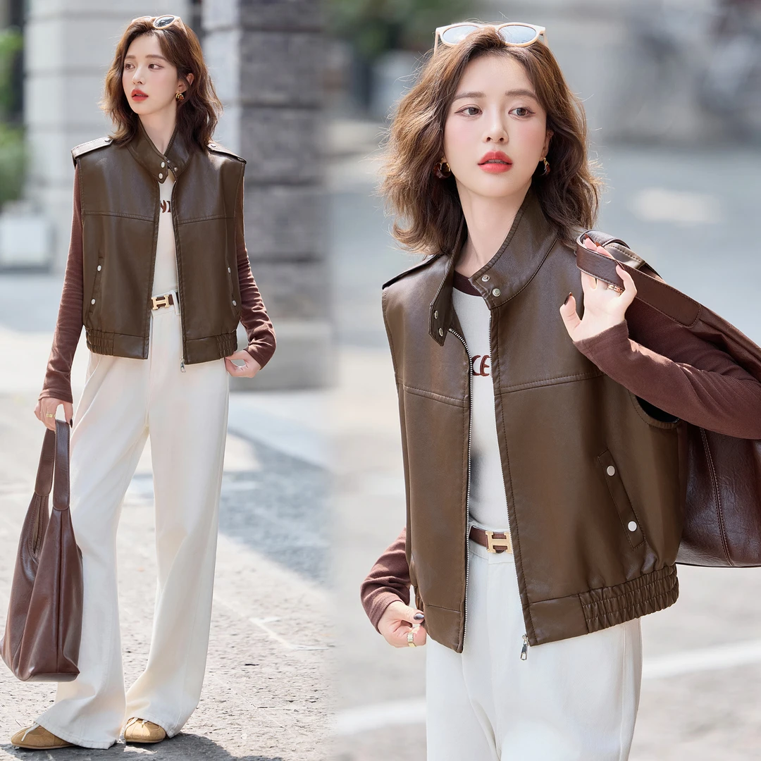 高级气质皮衣马甲外套女款爆款2025新款坎肩皮夹克百搭外穿时尚
