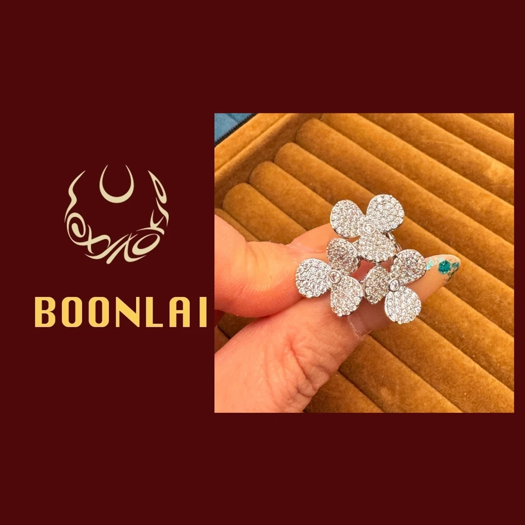 铜合金锆石戒指 Boonlai 满镶花簇简约戒指4146