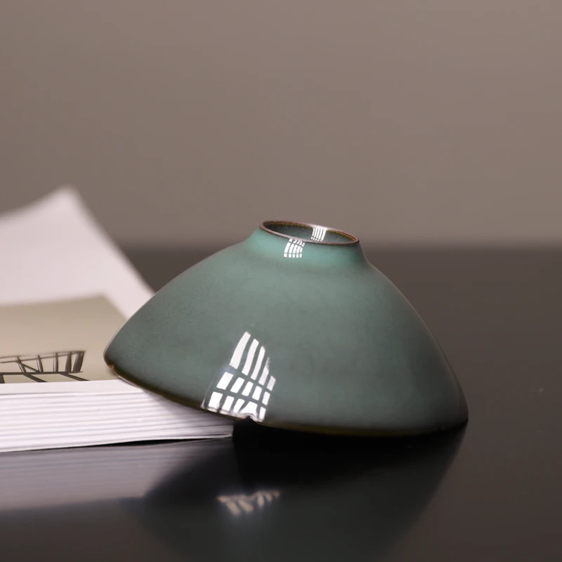 森野手绘茶器杨盛侃铁胎斗笠盏家用创意纯手工主人杯日式茶杯陶瓷