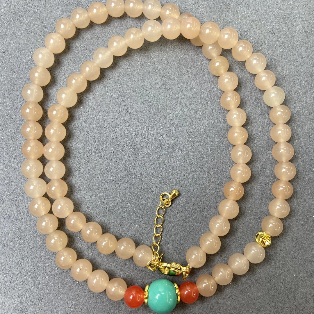 6m经典国风天然和田玉藕粉项链1304