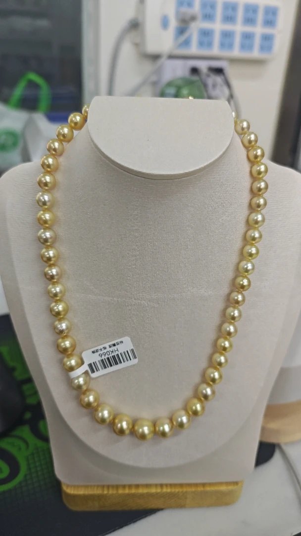 【暹罗珠宝】天然南洋海水“金珍珠正圆满串”全珠链 066（吉尔德大证）