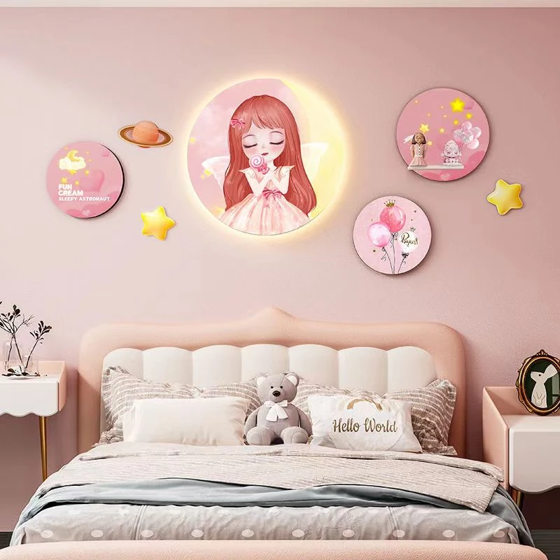 儿童房装饰画女童房间床头背景墙布置壁画男孩女孩卧室挂画