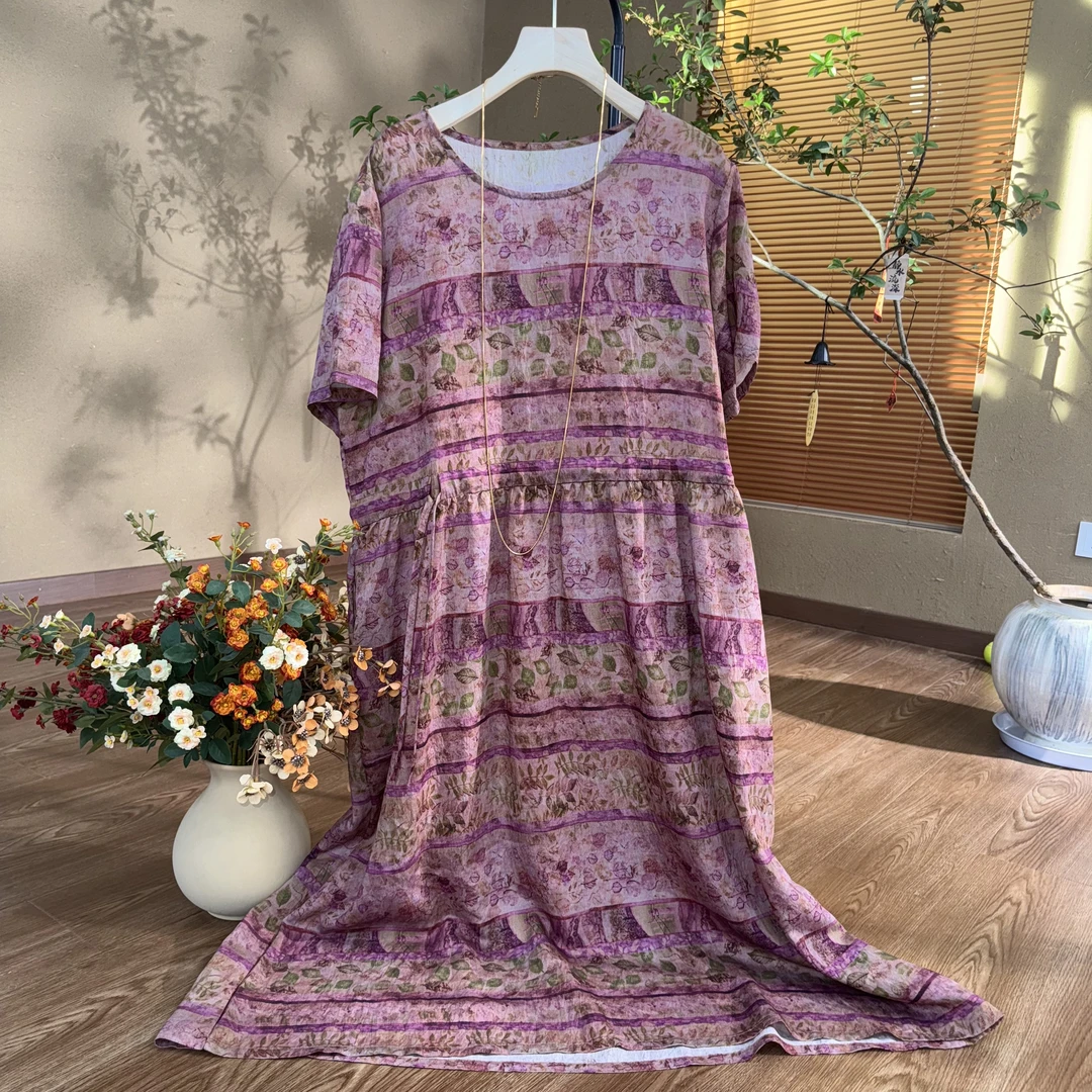 [玉骨]Z363夏季长款显瘦时尚连衣裙气质休闲复古国风旗袍裙