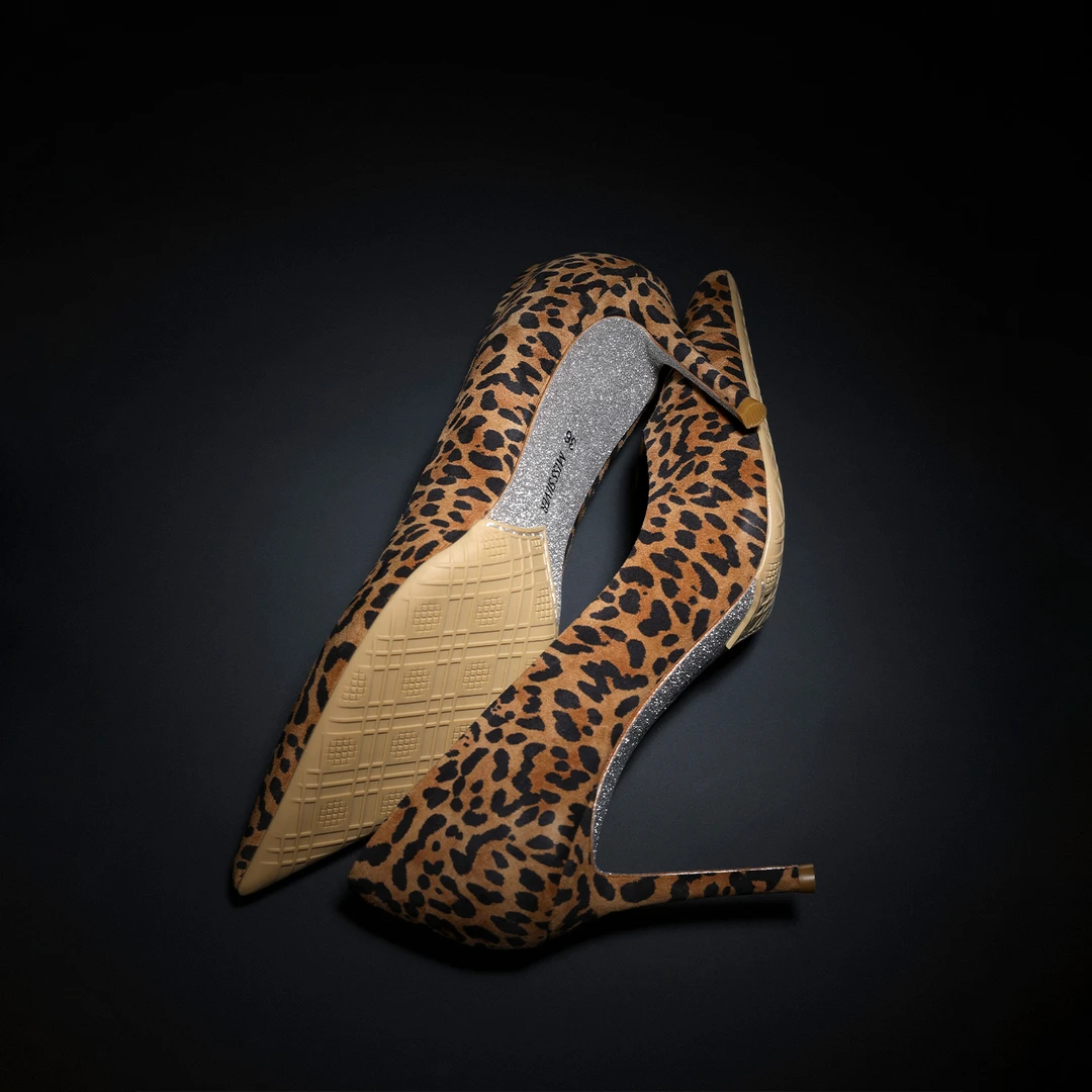 MISSSILVER2025春季新款豹纹真皮小高跟气质爆款潮流时尚女鞋