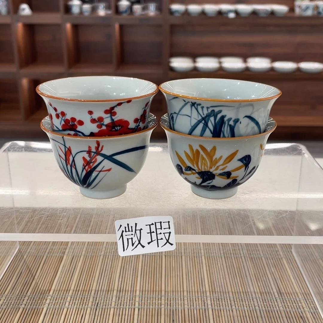 釉下手绘茶具微瑕