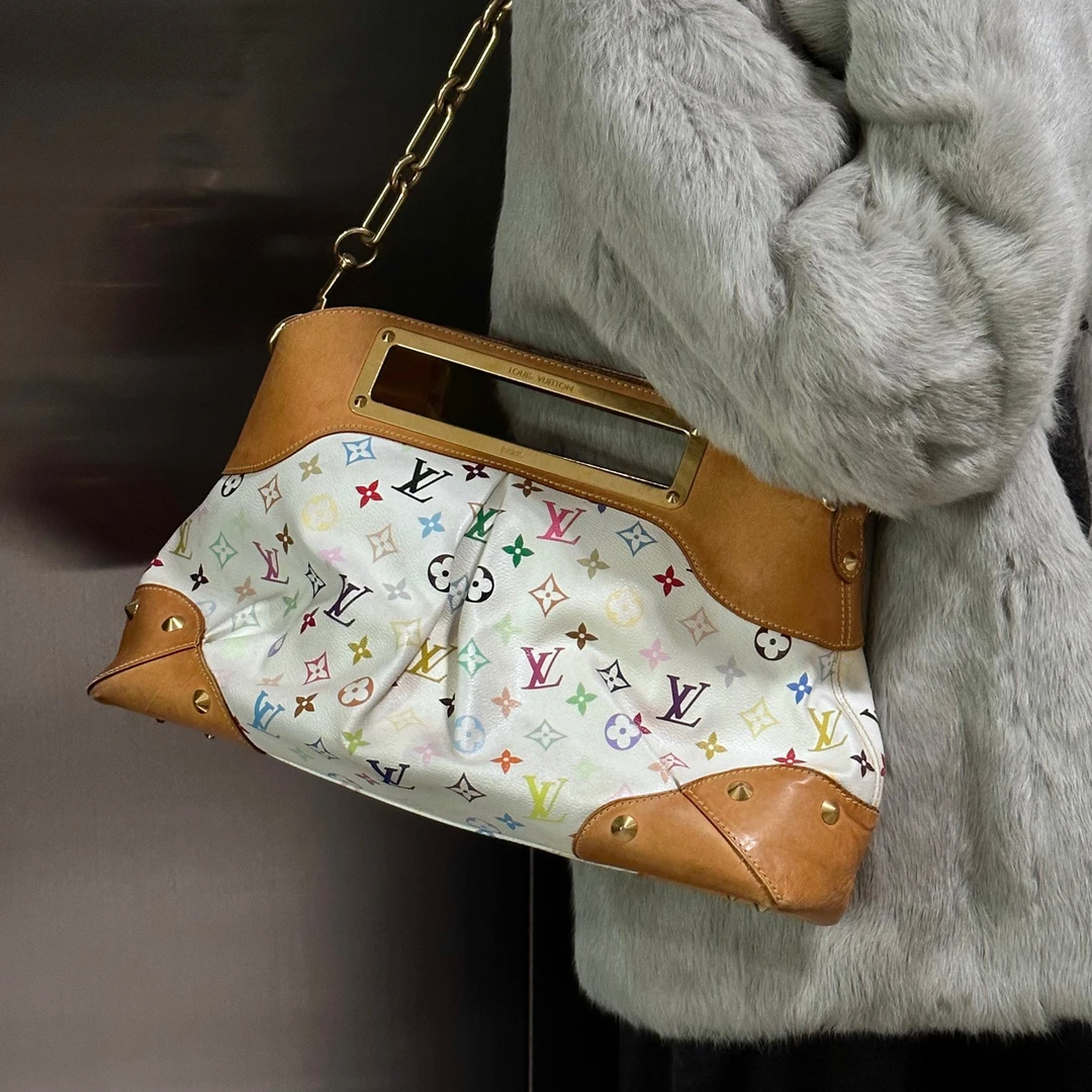 95新 LouisVuitton/路易威登 lv 白三彩Judy单肩包