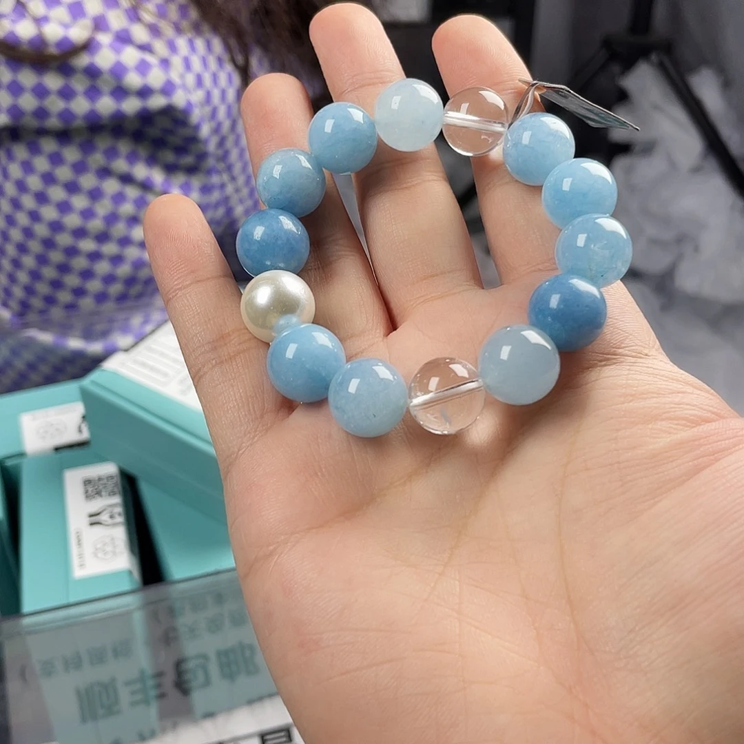 水晶手串银S925镀金镶嵌