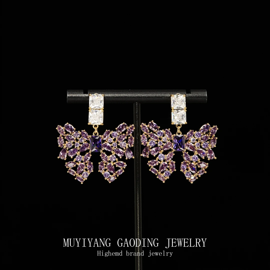 铜合金合成锆石耳饰 外贸高品高奢耳钉A513