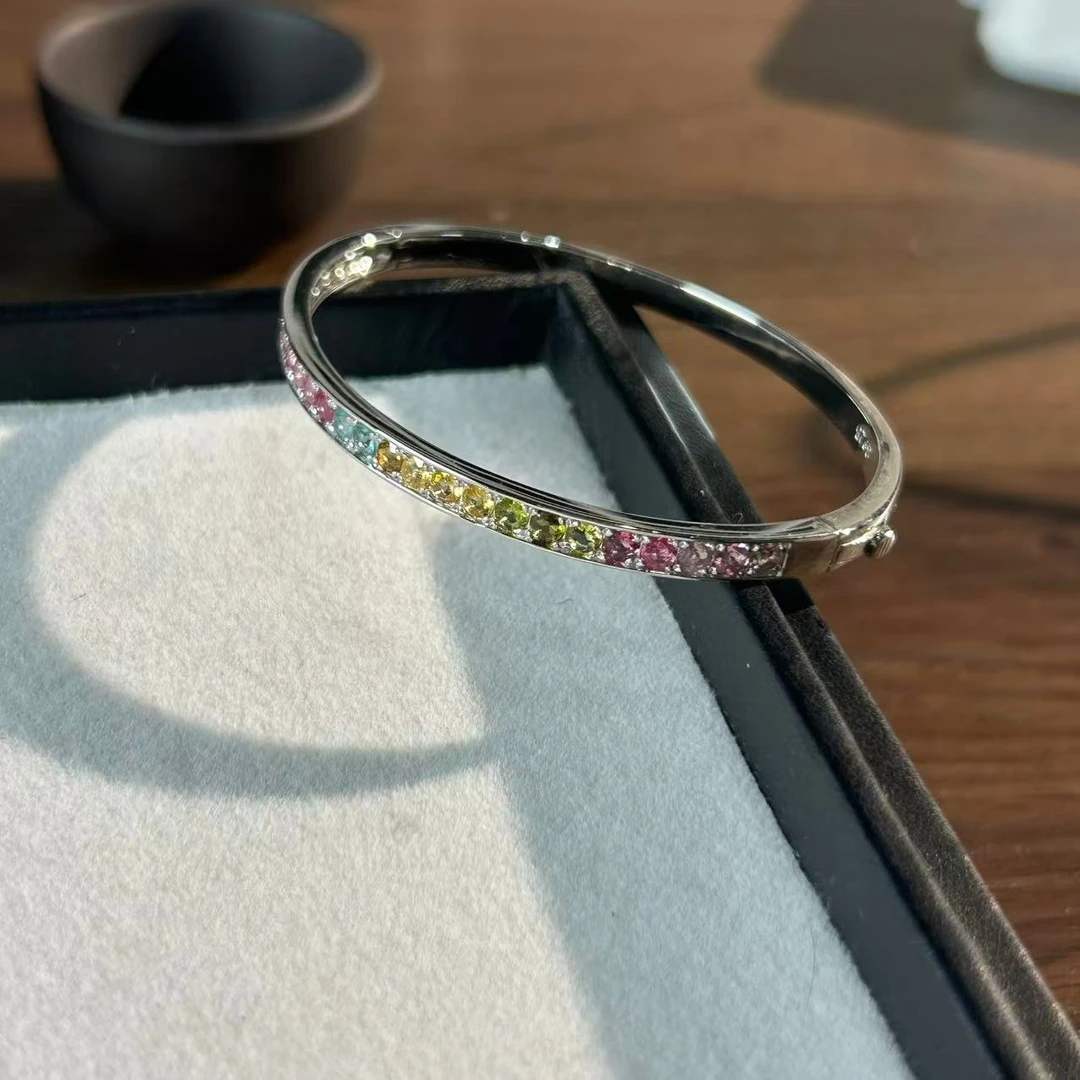 【睿泽鉴宝】S925银碧玺手镯 2*2 YYG2207