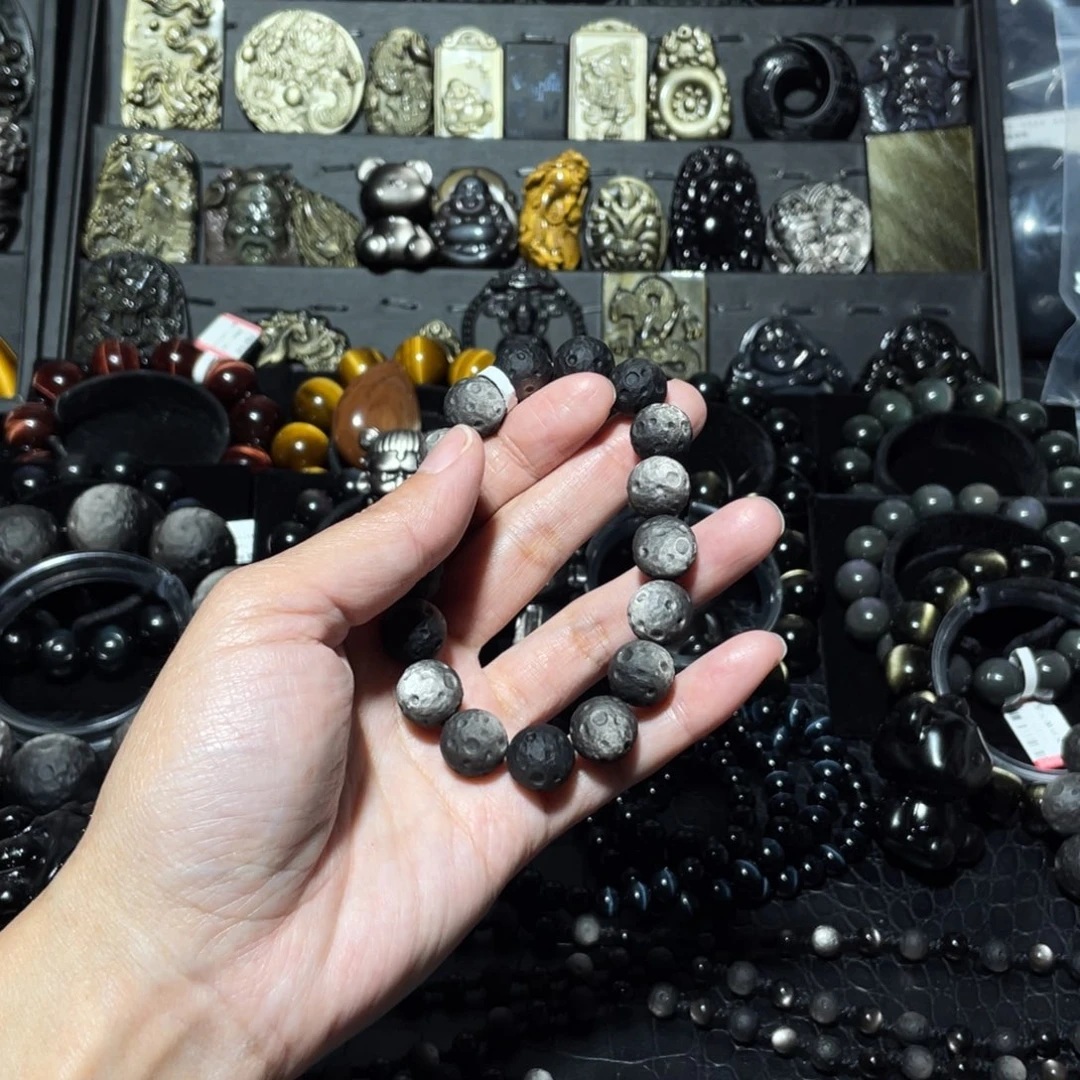 黑曜岩手链未镶嵌琥****子