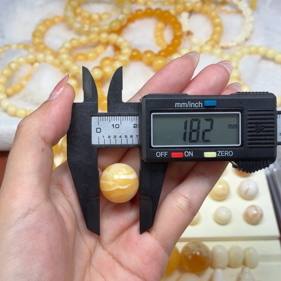 琥珀未镶嵌颈饰焦皮浓橘底浓蜡妖花单珠18mm