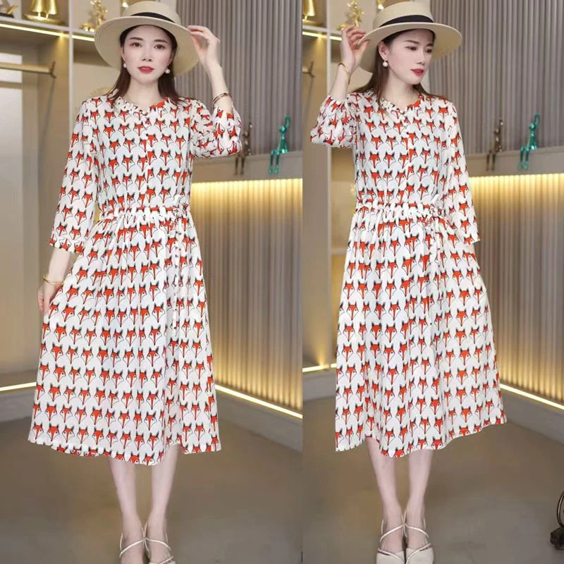 【34款】夏季中长款宽松气质花裙子时尚大码碎花印花连衣裙