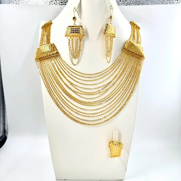 铜项链 TJ132项链耳环戒指三件套toyluk首饰套装