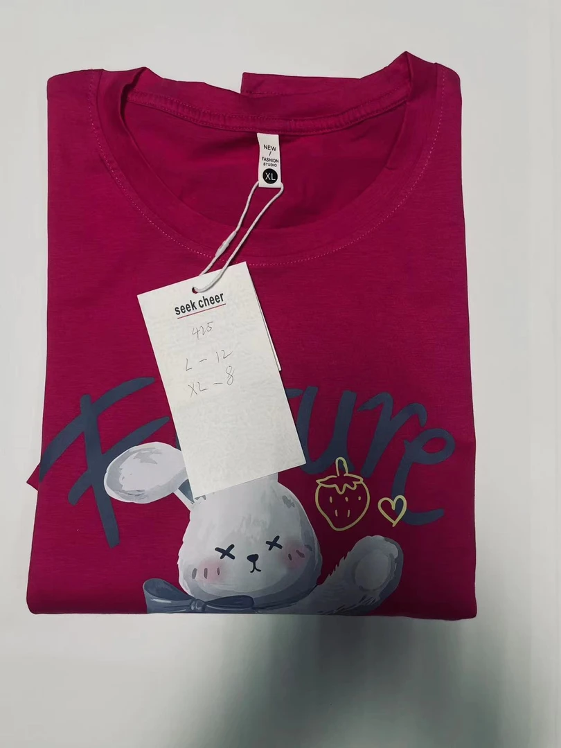 B425休闲重磅印花短袖字母廓形天丝T恤美式百搭复古t恤字母