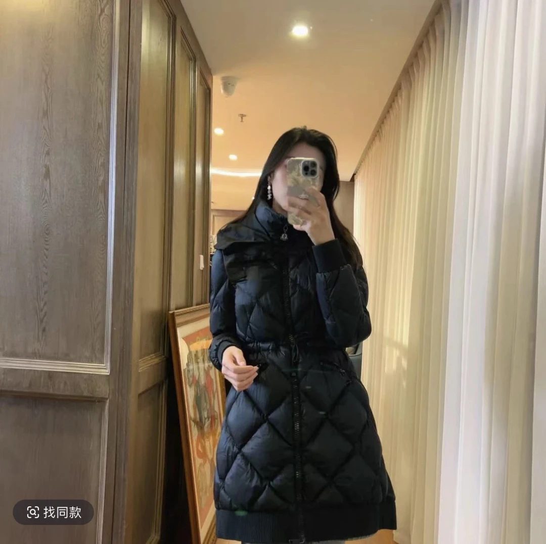 99新/Moncler/盟可睐/1码/纯色中长款连帽羽绒服/010838
