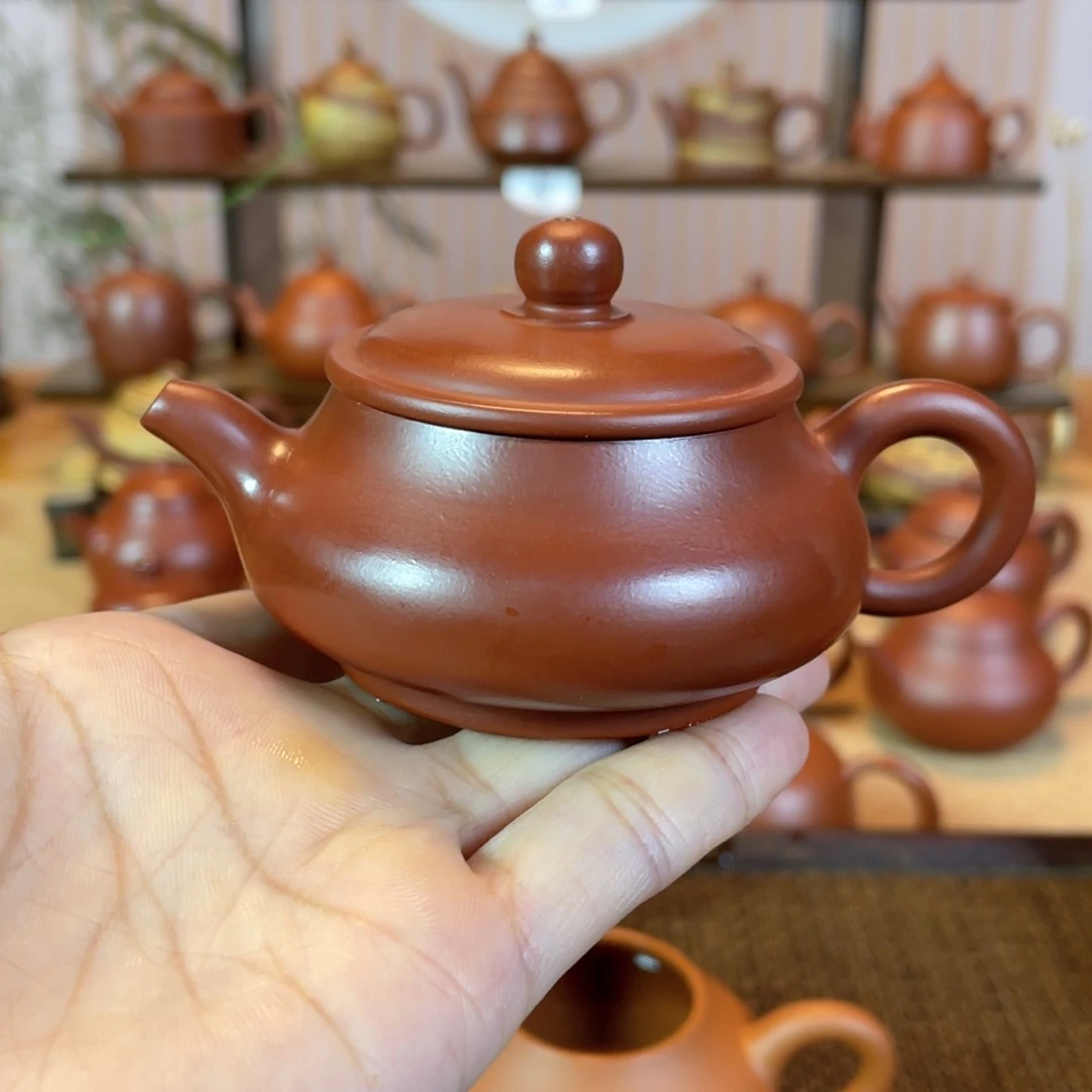 茶壶紫砂恒**洳潮州手工手拉朱泥明炉壶