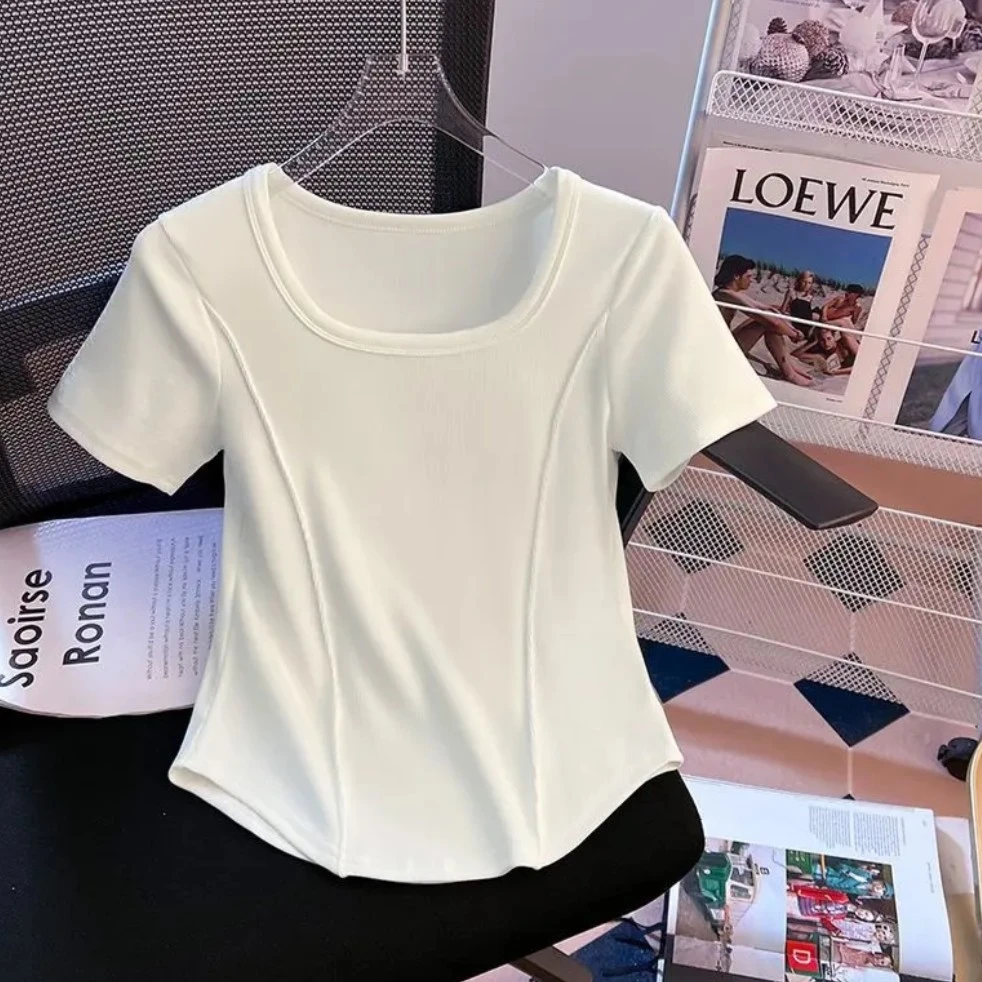 【卡蔻】97104U领纯色收腰短袖（58左右）立体裁剪