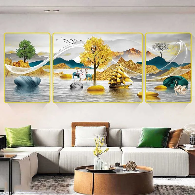 客厅沙发背景墙装饰画山水画轻奢大气挂画