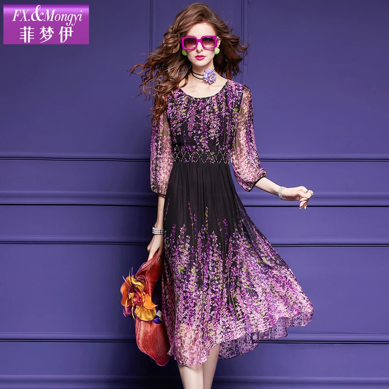 菲梦伊新款100%桑蚕丝连衣裙56873