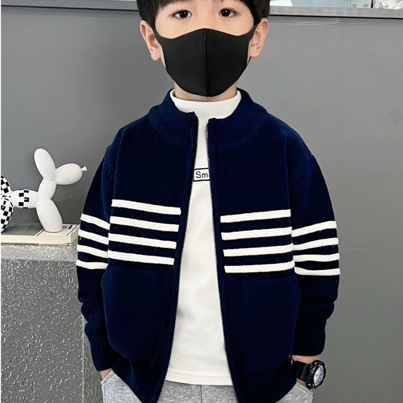 儿童外套秋季毛衣童装男孩春秋新款中大童针织衫洋气男童时髦衣服