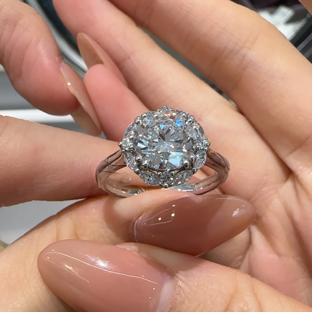 铂Pt950镶嵌实验室培育钻石许研同款2卡