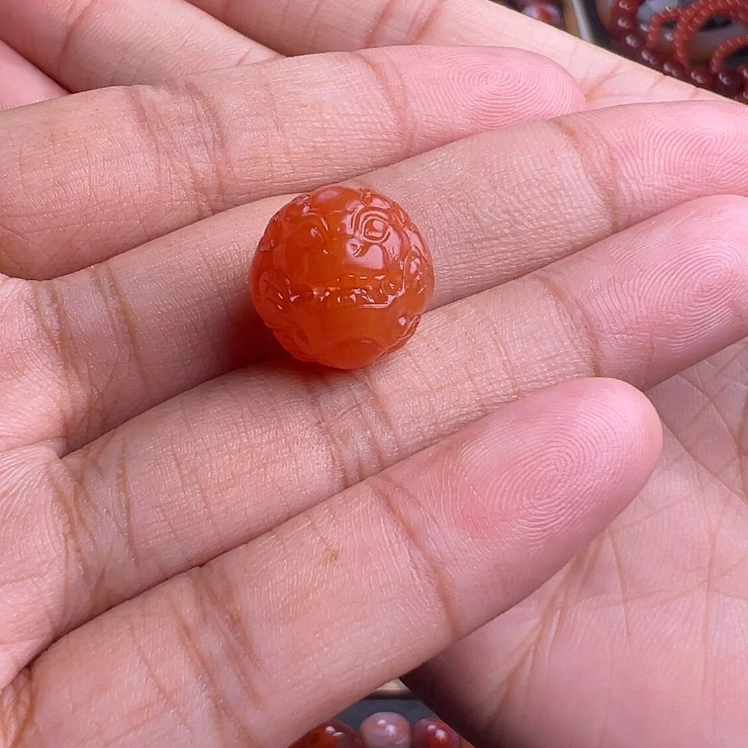 南红玛瑙未镶嵌珠宝奇石貔貅珠14.2mm