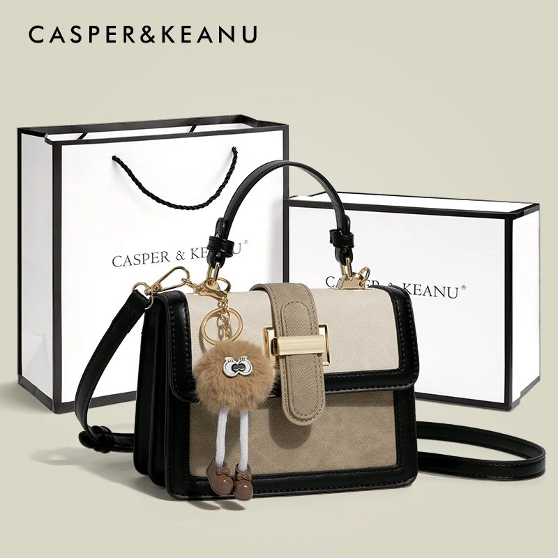 CASPER&KEANU小众高级感小方包2025新款通勤百搭手提包大气斜挎包