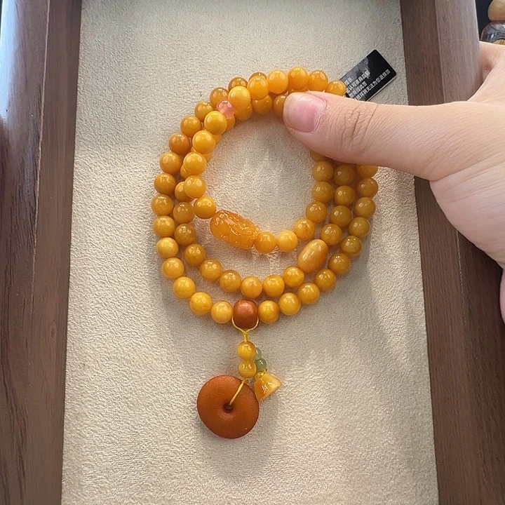 蜜蜡未镶嵌手链7.4mm蜜蜡手串