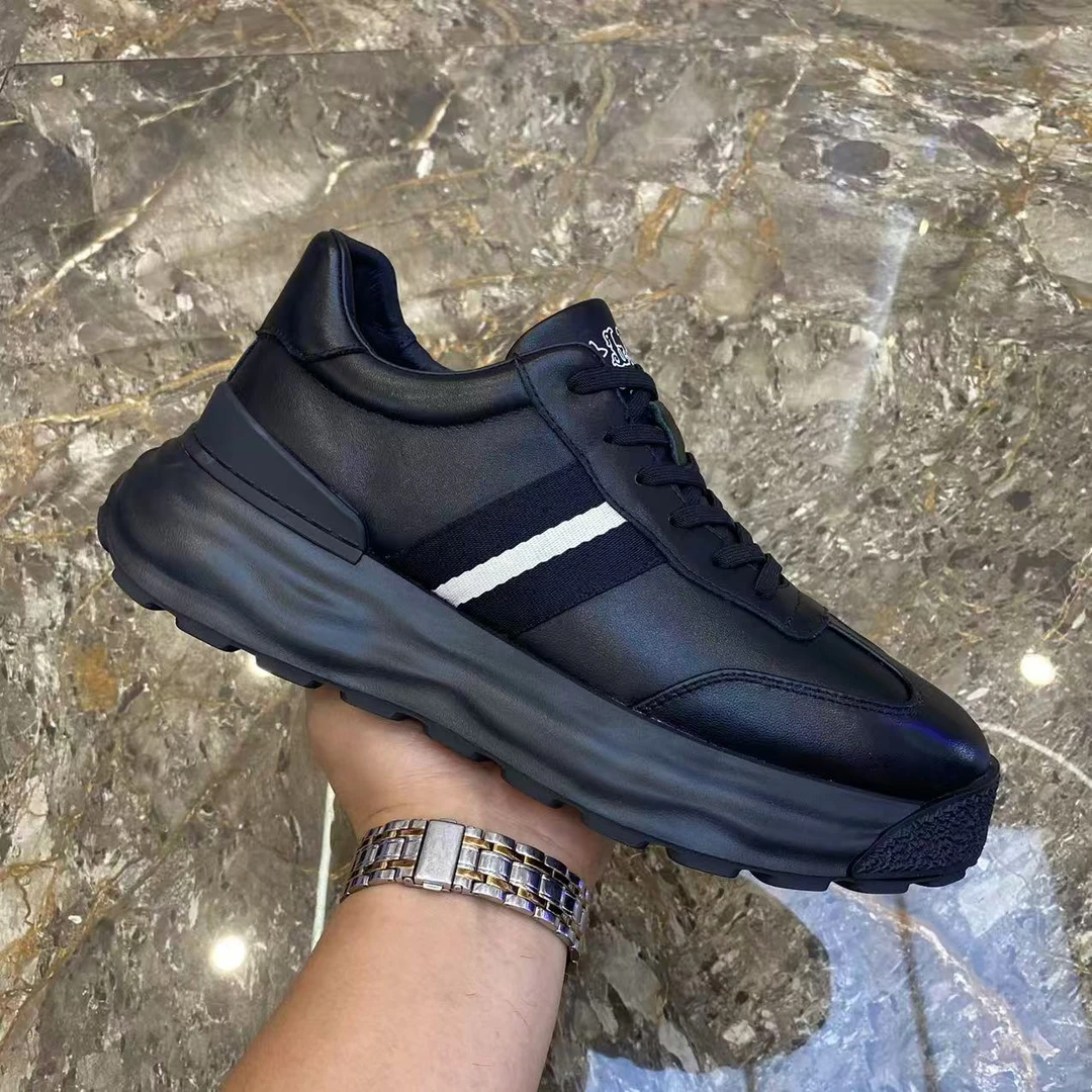 真皮男士休闲鞋秋季新款纯皮百搭时尚男鞋韩版潮流厚底皮鞋老爹鞋