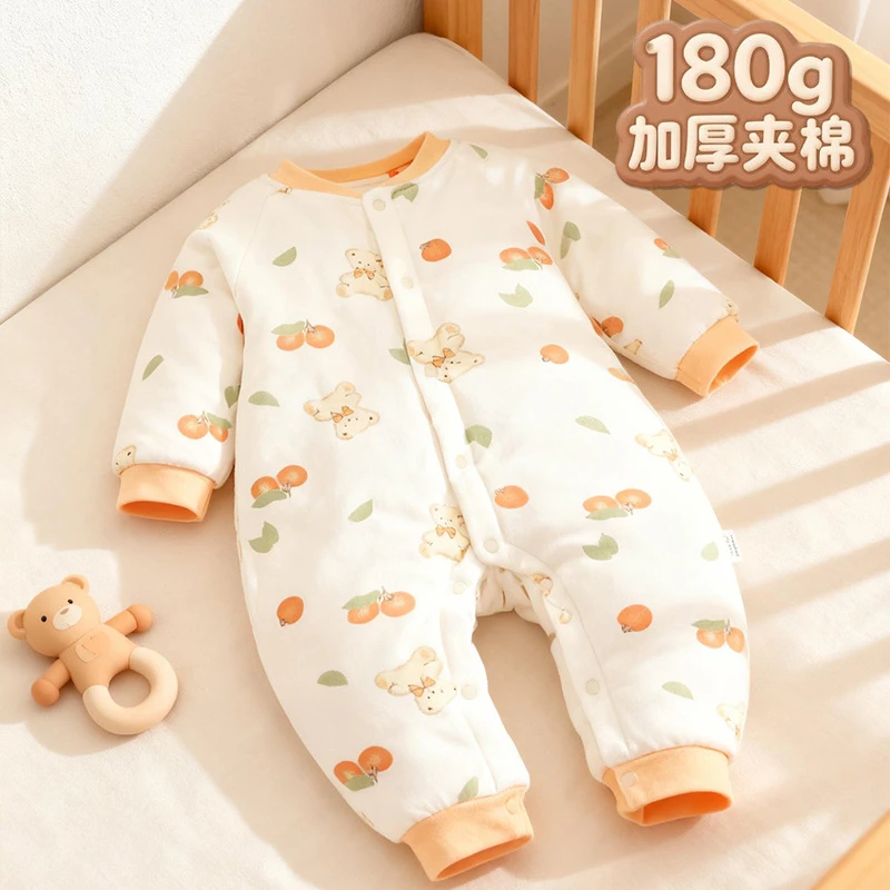 秋冬加厚安阳婴童装宝宝外出保暖衣服180g夹棉婴儿连体衣a类爬服