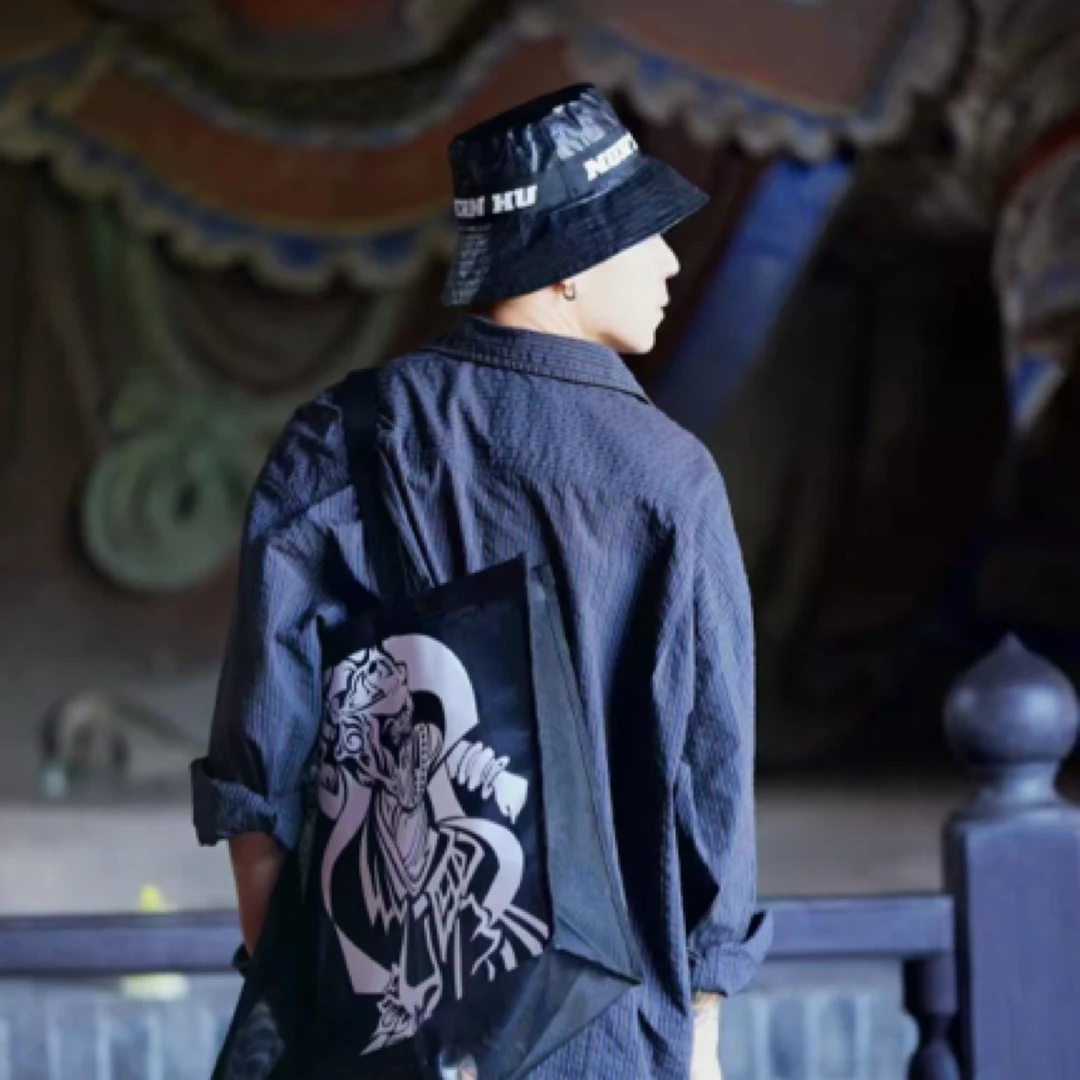 山西文创胡人献宝图系列手提袋帽子宽松lv同款时尚户外黑色休闲