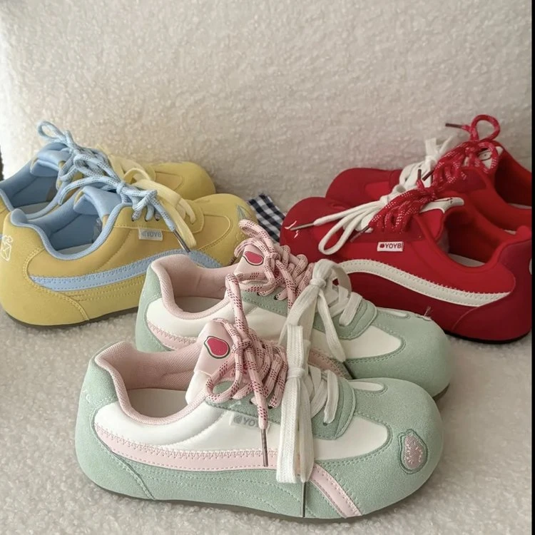 爆款芭乐粉板鞋女款2025年新款厚底小白鞋韩系百搭小众鞋子德训鞋