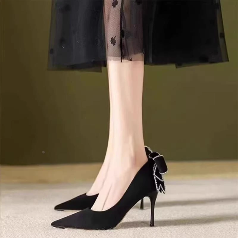 【Diceck轻奢设计款】大码高跟鞋女宽胖脚春季2025新款细跟尖头鞋