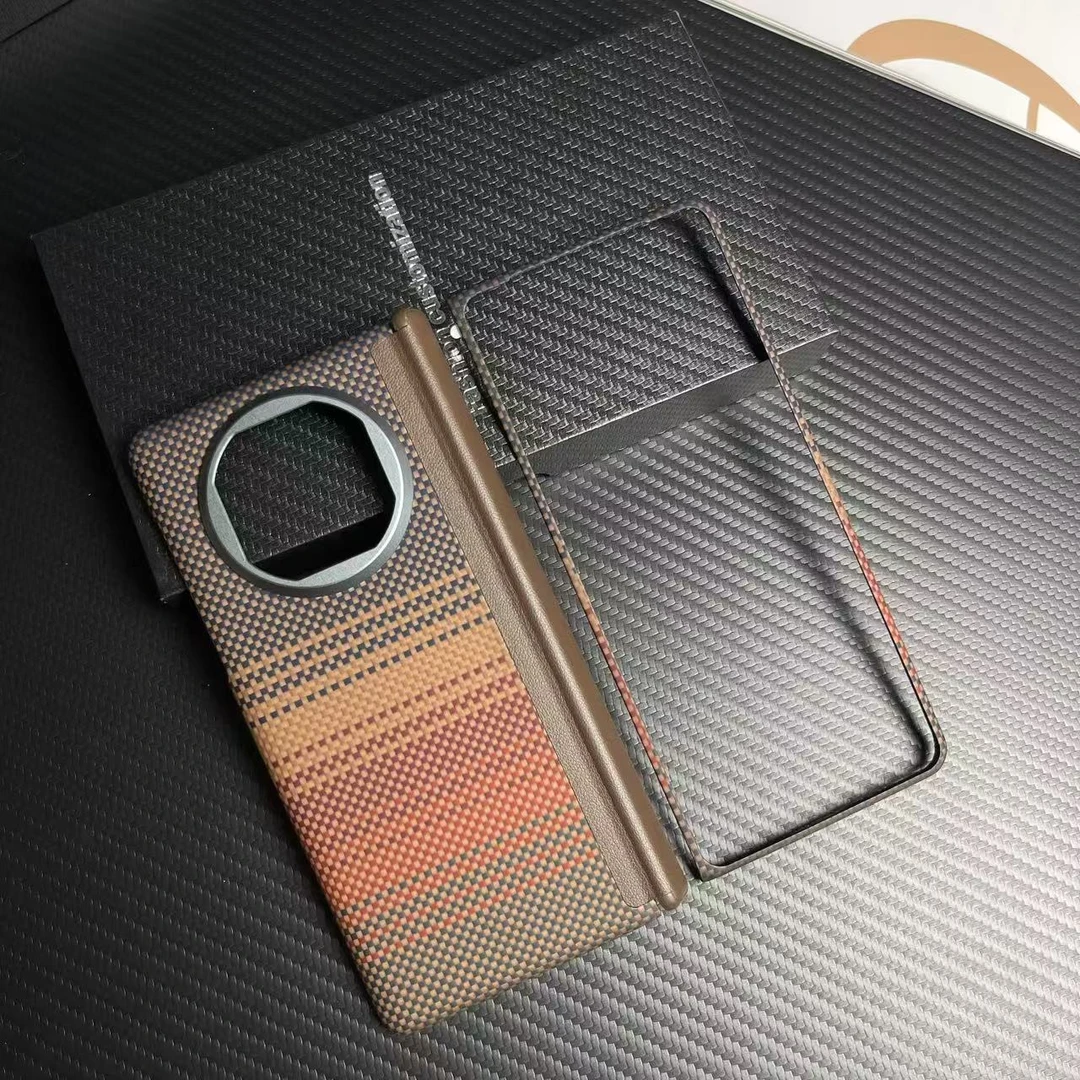 适用于华为mate x5中轴凯夫拉手机壳保护壳时尚商务碳纤维防摔