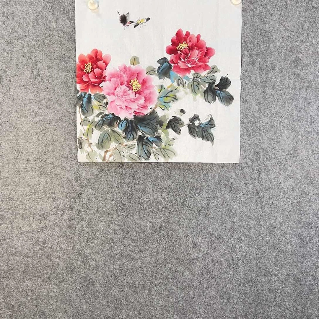 国画465 花鸟在树丛的顶端鸣叫叫声