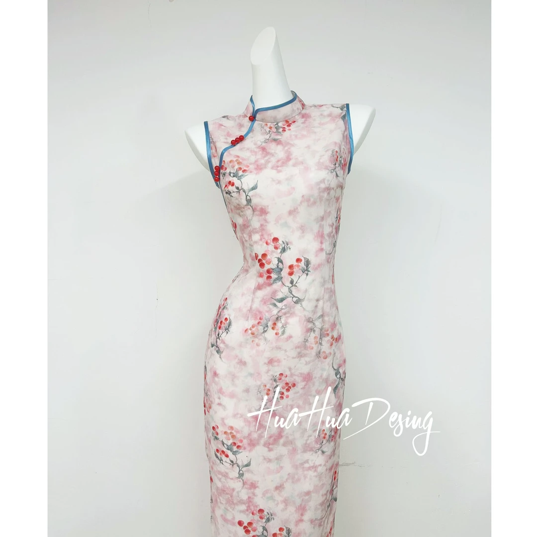 苏故里【婉樱】文艺复古绿色日常旗袍优雅立领修身衣长120夏季