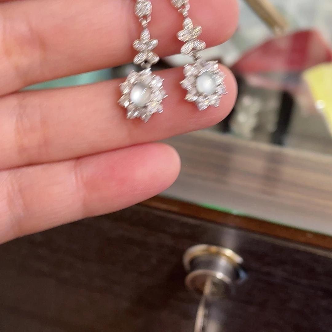 翡翠银S925镶嵌耳饰