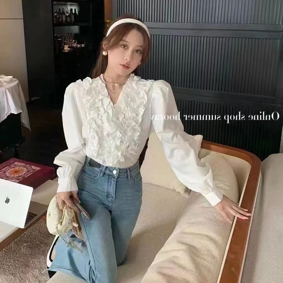 0956三色V领衬衫