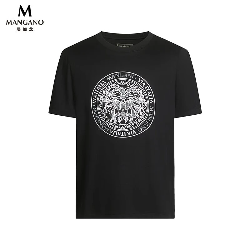 曼加龙短袖t恤夏高级感轻奢狮头图案休闲轻奢凉感慵懒风男装1345