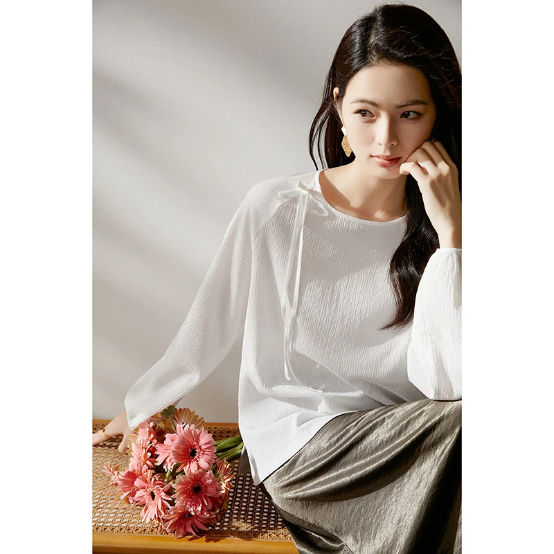 【断码清仓拼手速】2025上衣圆领肌理感衬衫女24122522