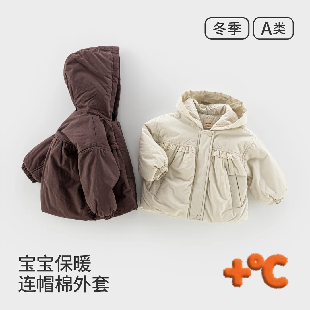 宝宝棉服冬装夹棉外套连帽儿童保暖派克服潮流公主感女童衣服7464
