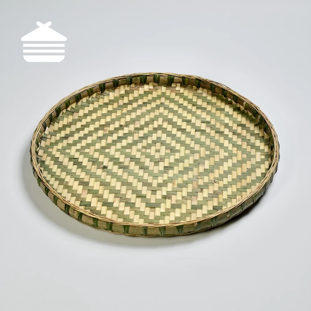 阿德｜手工农家竹编交叉纹60cm簸箕圆筲箕竹筛竹制品无孔晾晒装饰